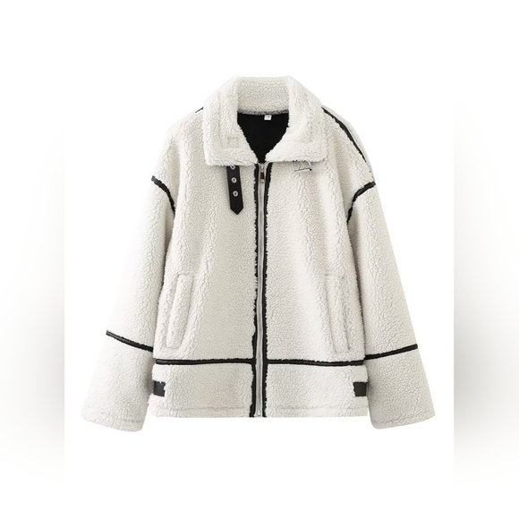 Zip Up Long Sleeve Sherpa Jacket - Picture 4 of 10